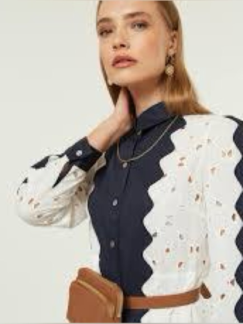 NWT Revolve Jovonna London Opera Dress color block Navy & White Eyelet size xs